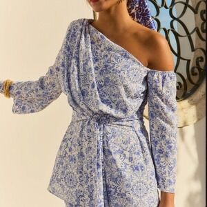 LADY PIPA‎ Blue Blusa Coimbra Evora Blouse Floral Size XS